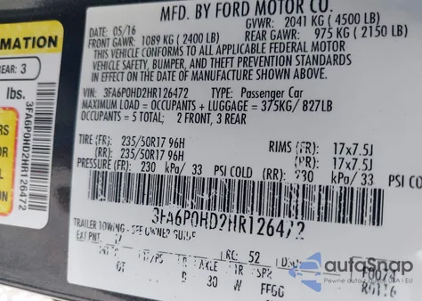 2017 Ford Fusion Se из США, поврежденный, VIN 3FA6P0HD2HR126472